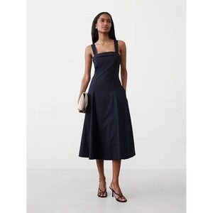 Banana‎ Republic Navy Poplin Cross-Back Midi Dress Size 0 New With Tags